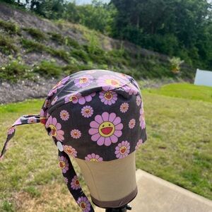 Floral scrub cap Pink and Black